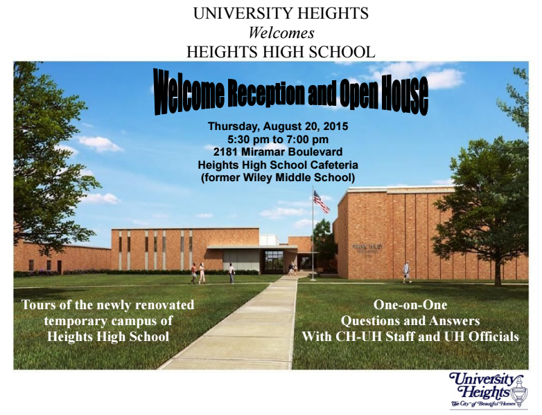 Uh – Heights High School Welcome Reception And Open House