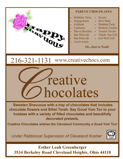 Creative Chocolates Shavuous ad 2016