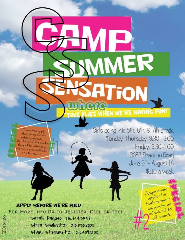 Camp Summer Sensation! – For Girls Going Into 5th, 6th, 7th Grades